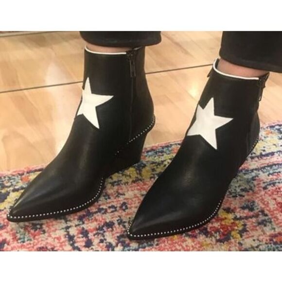 Anthropologie CAVERLEY Robbie Star Leather Wedge Boot Sz. 40 (US 10) - Picture 1 of 10